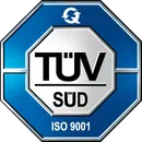 Offizielles TÜV-Siegel und ISO 27001-Zertifikatslogo. Symbol für international anerkannte Informationssicherheit.
