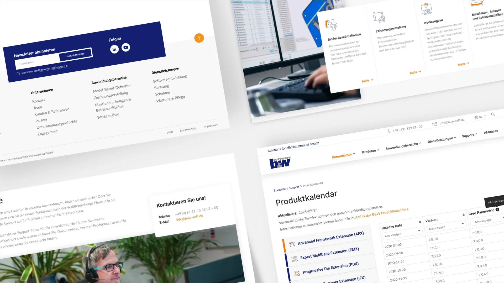 Mockups aus dem Projekt Ganzheitliche Betreuung der B&W-Software-Firmenpräsentation
