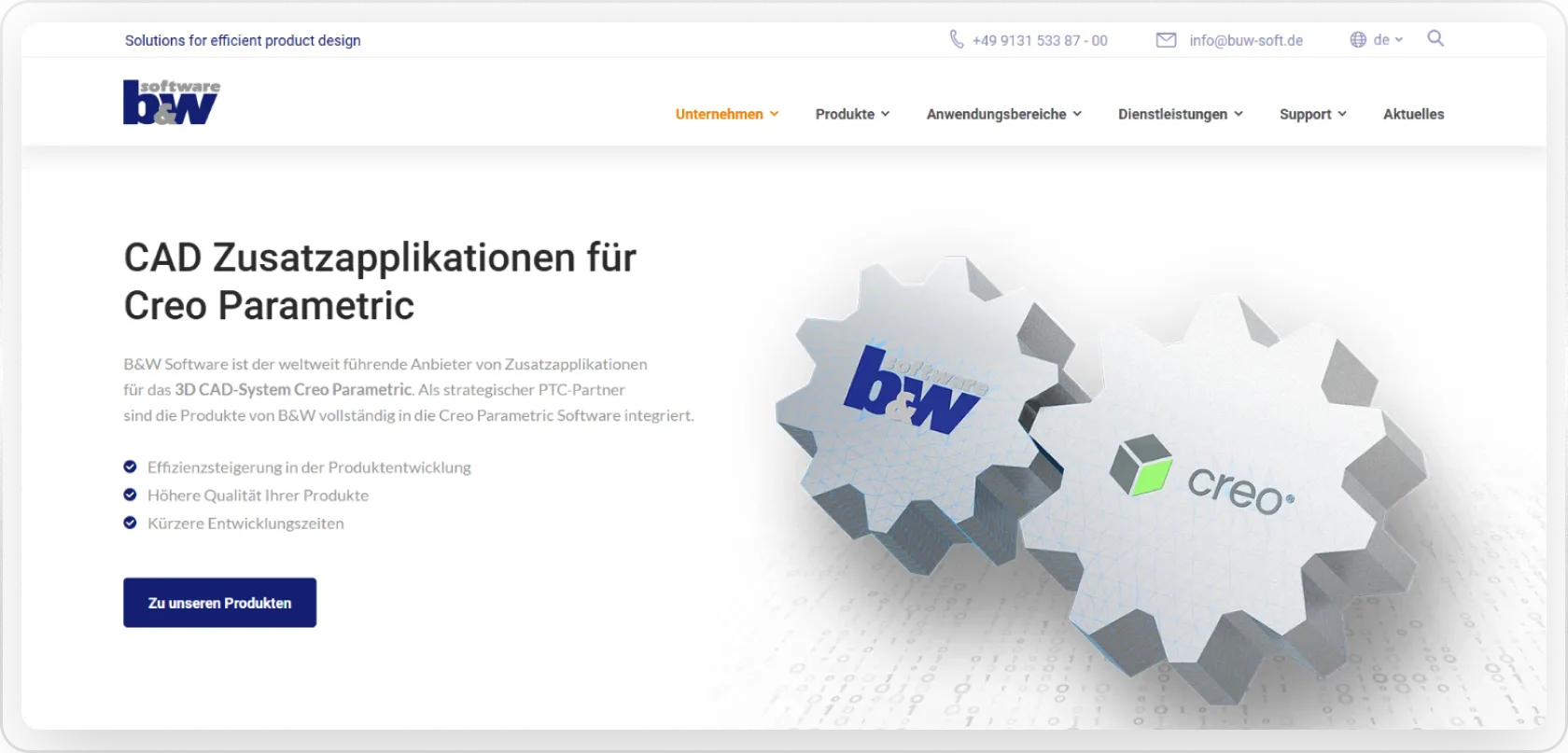 Screenshot aus dem Projekt Ganzheitliche Betreuung der B&W-Software-Firmenpräsentation