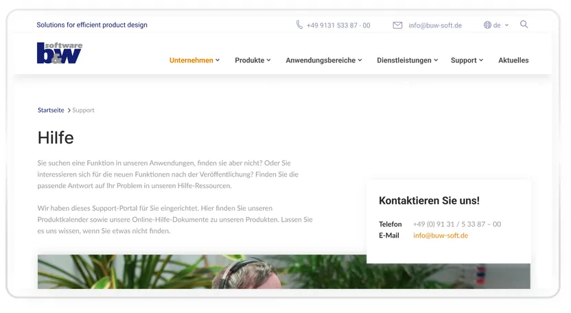 Die Lösung im Projekt Ganzheitliche Betreuung der B&W-Software-Firmenpräsentation
